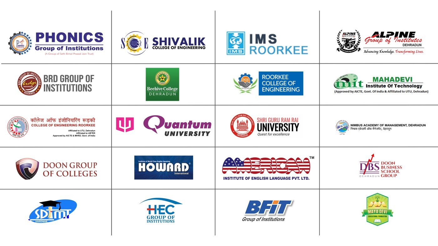 Logos of colleges and universities where Skill Mastery has conducted training